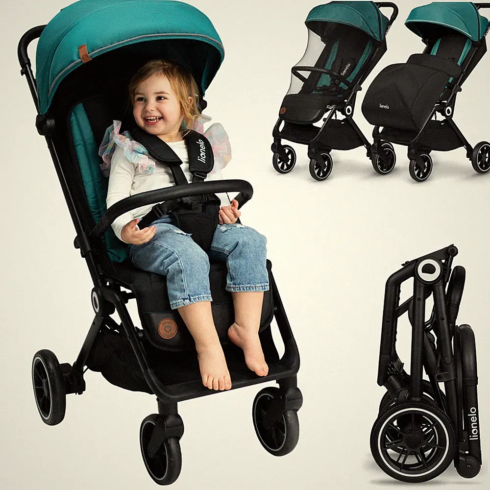Kinderwagen klappbar bis 22 kg drehbare Rollen Moskitonetz 5-Punkt Gurt
