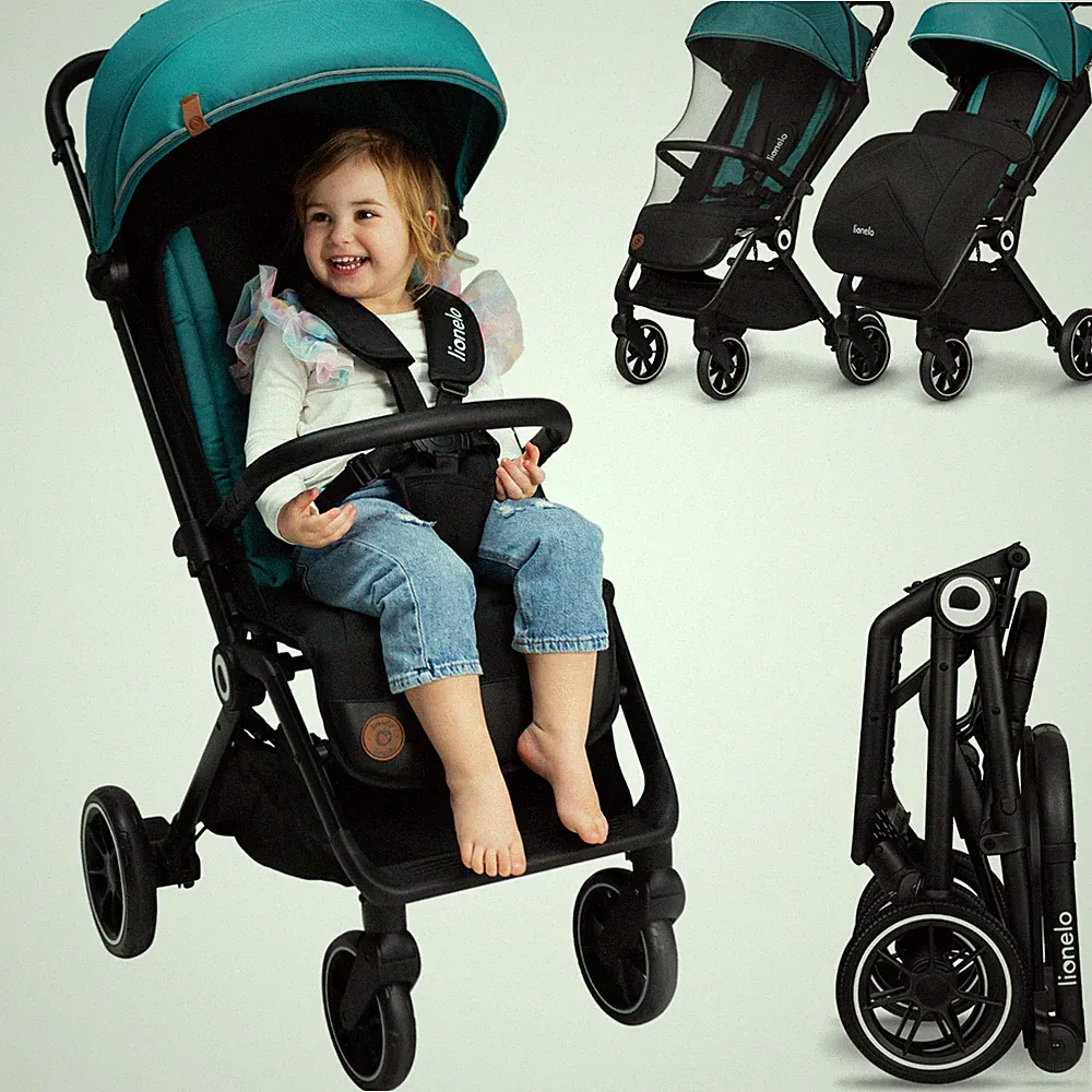Kinderwagen klappbar bis 22 kg Lenkrollen Moskitonetz Gurt 5 Punkt