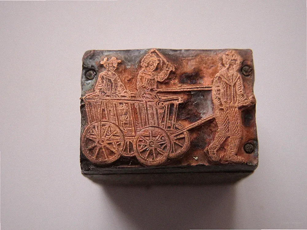 Kinderwagen Klischee,Druckstock , Spielzeug. Flemming, Globenstein ,Rittersgrün