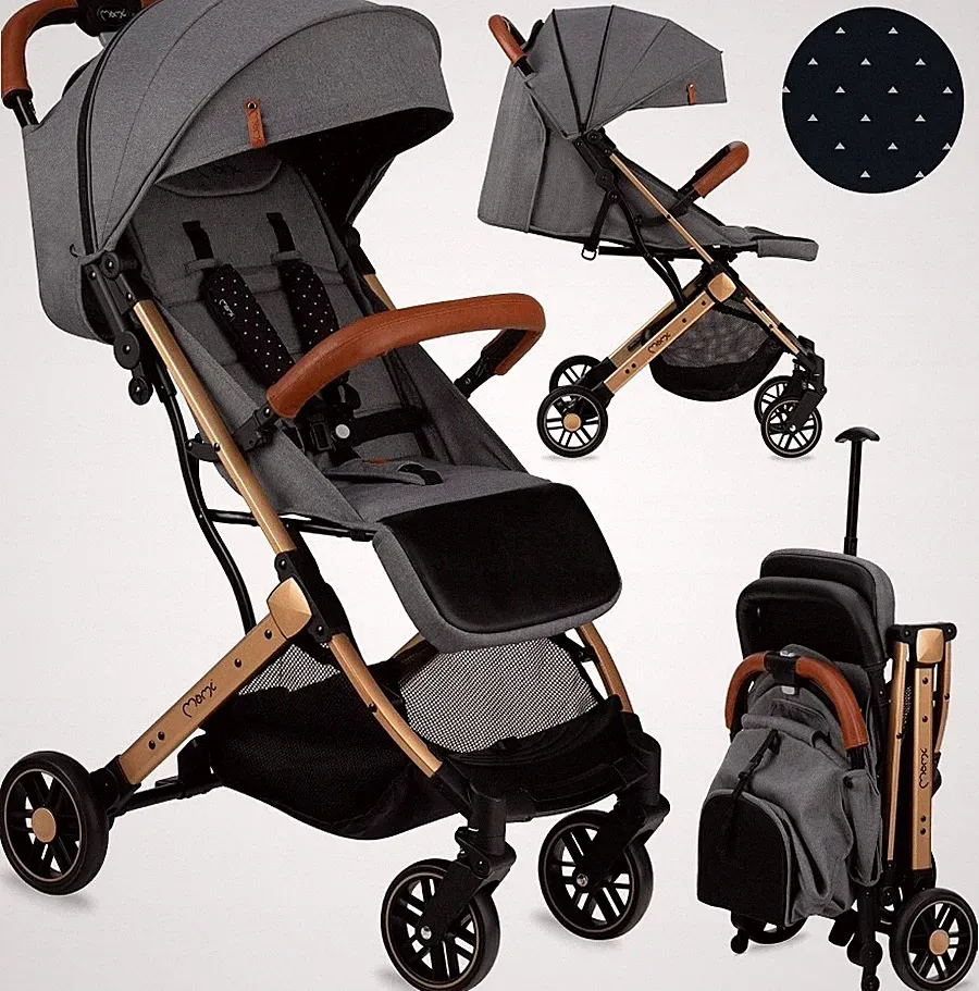 Kinderwagen leicht wendig faltbar Kinderwagen MOMI ESTELLE grau/gold