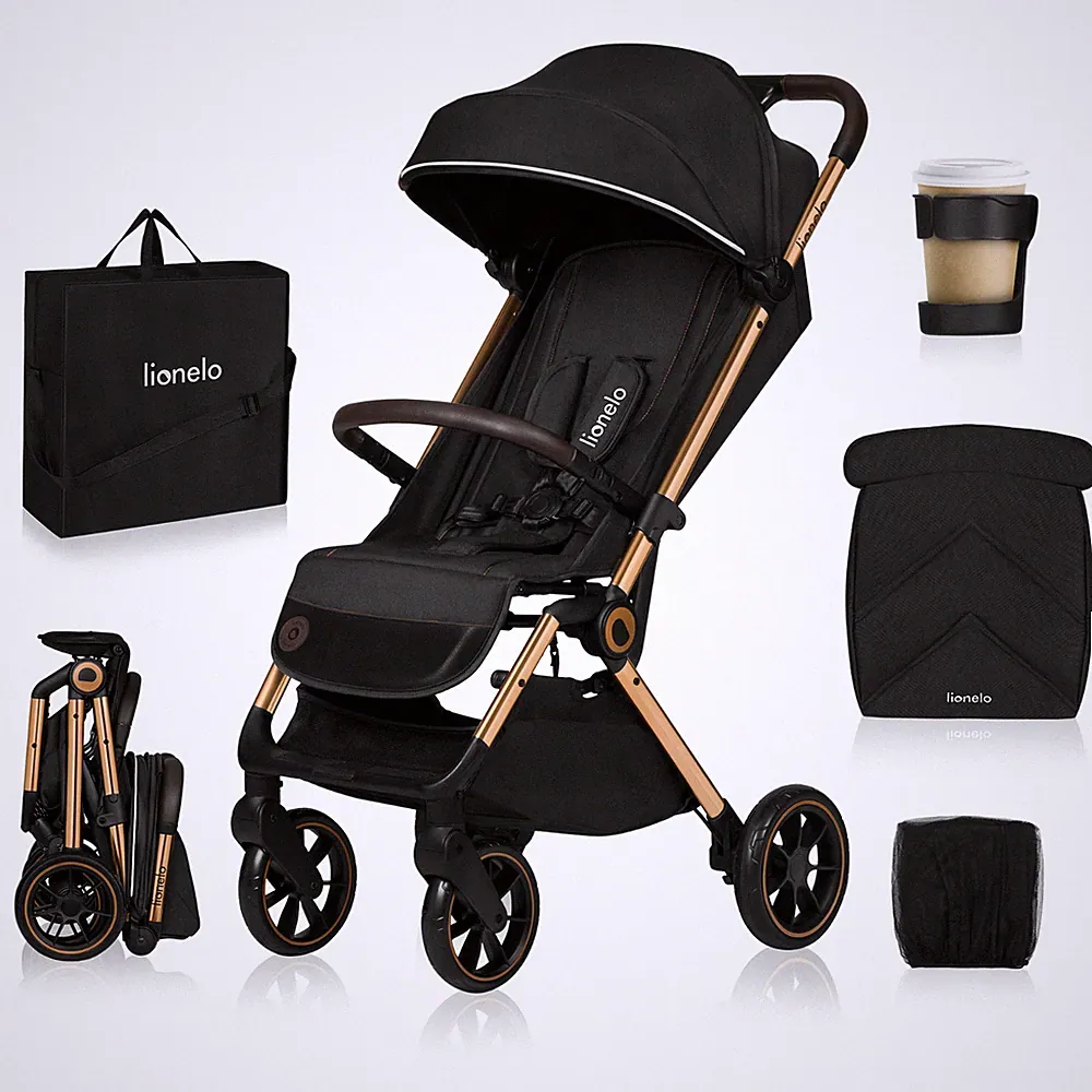 Kinderwagen Lionelo Cloe bis 22 kg 5-Punkt-Gurt Wasserdicht Fahrradträger...