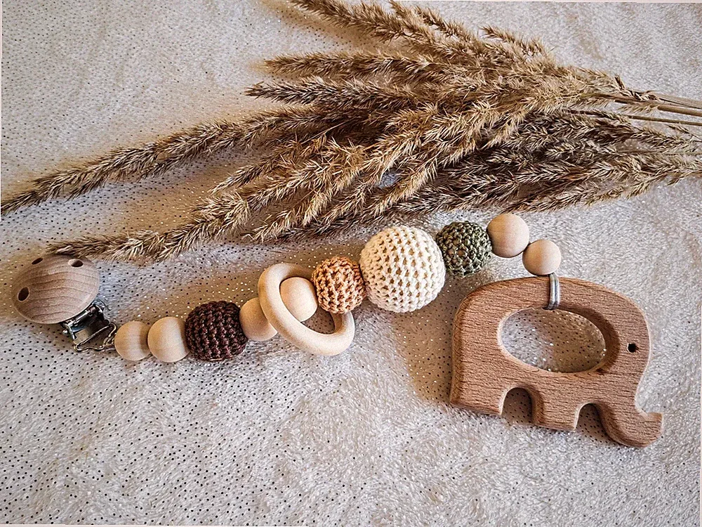 Kinderwagen - Maxi Cosi kette Holz Silikon Neu