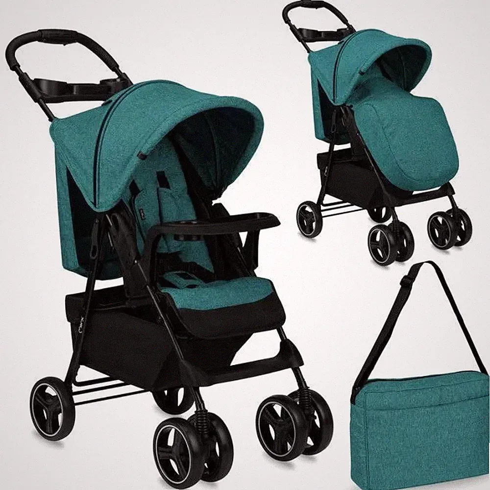 Kinderwagen MoMi ISLA Ultra Compact 0-15kg Kanzlertasche Grün