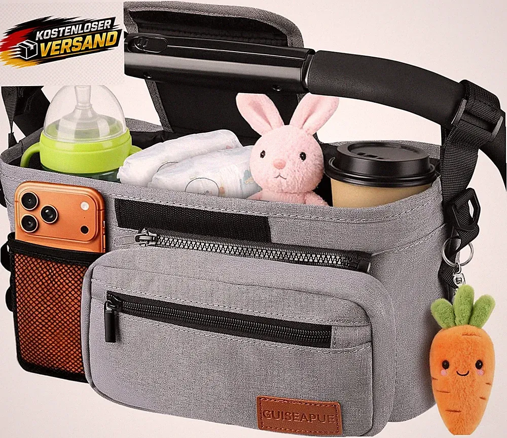 Kinderwagen Organizer mit großen Stauraum Getränkehalter für Neugeborene und Bab