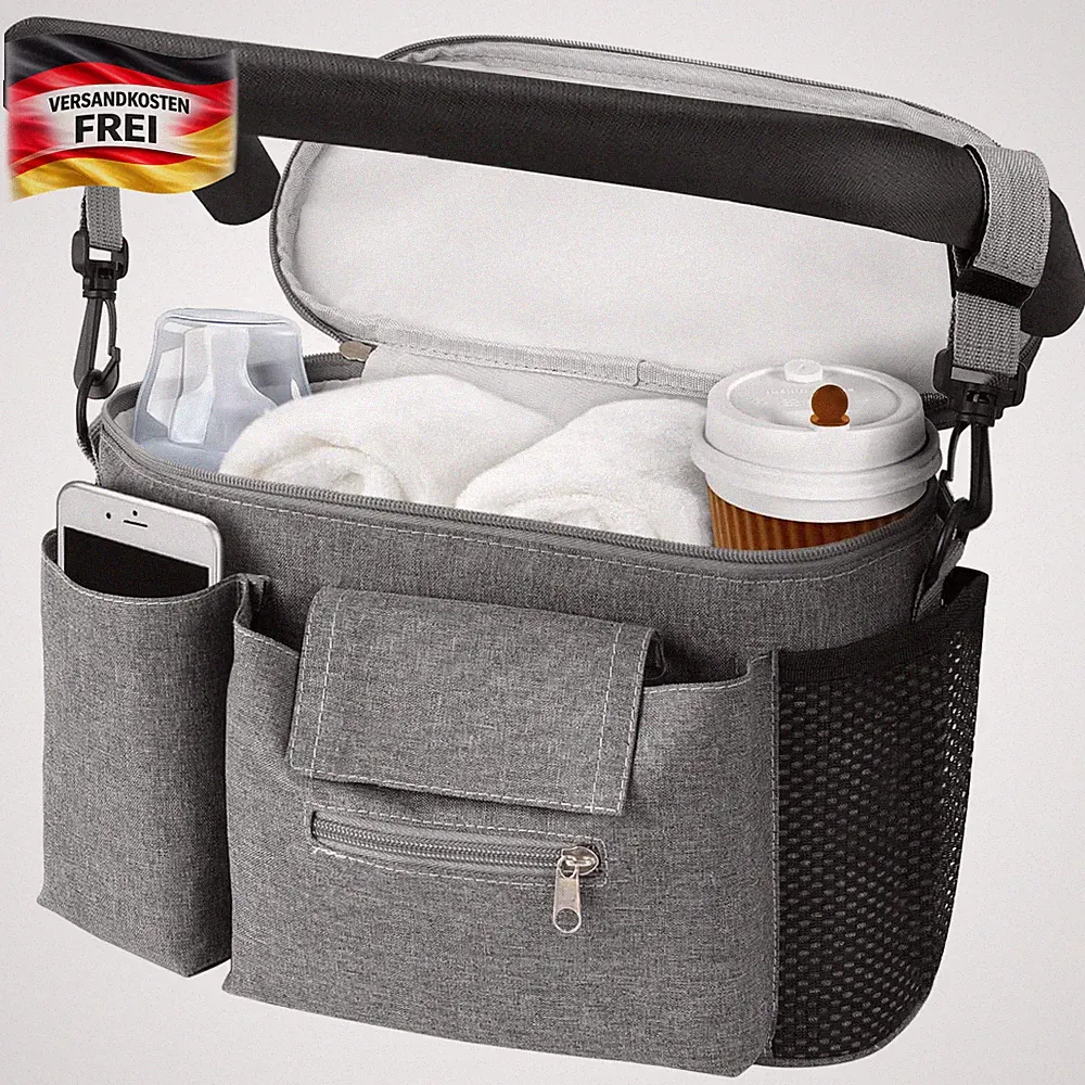 Kinderwagen Organizer mit isoliertem Getränkehalter wasserdichte Tasche Vielseit