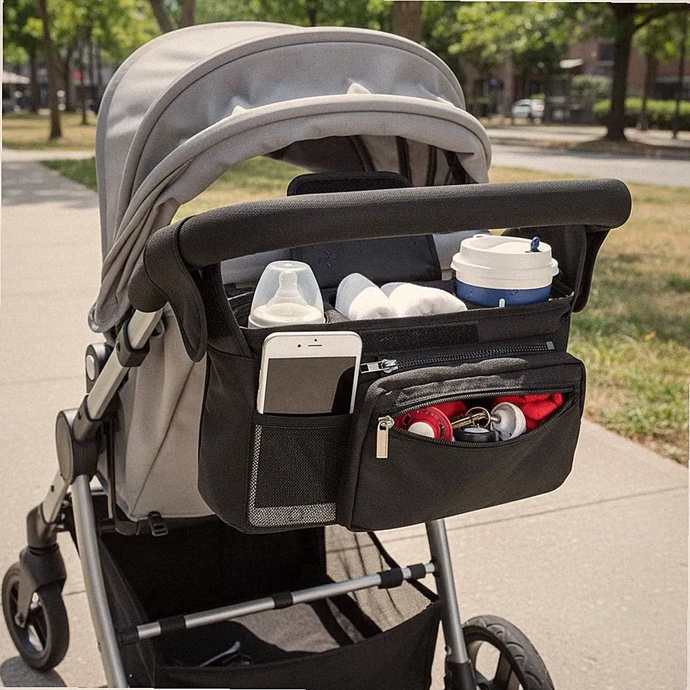 Kinderwagen Organizer mit isolierten Becherhaltern Stauraum Tasche Universal