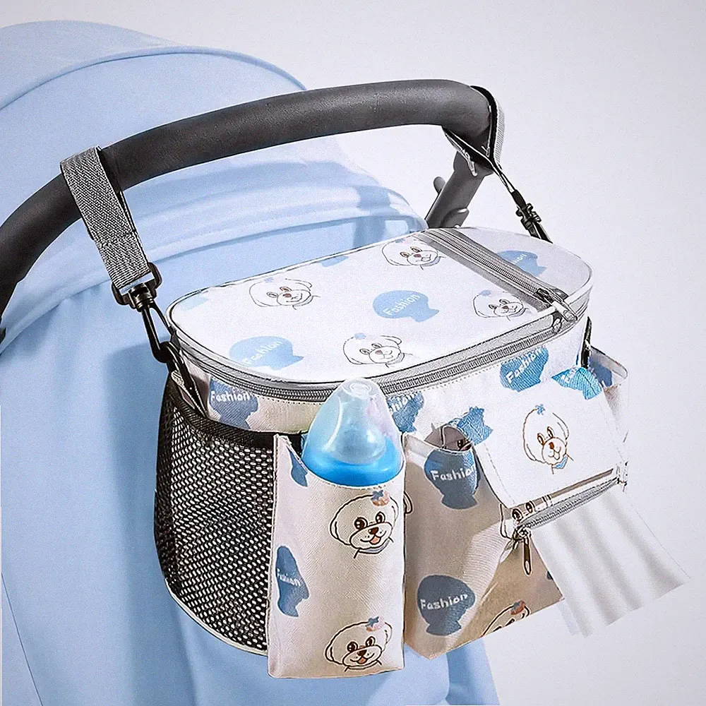 Kinderwagen Organizer Tasche mit Getränkehaltern und Fach für Windeln