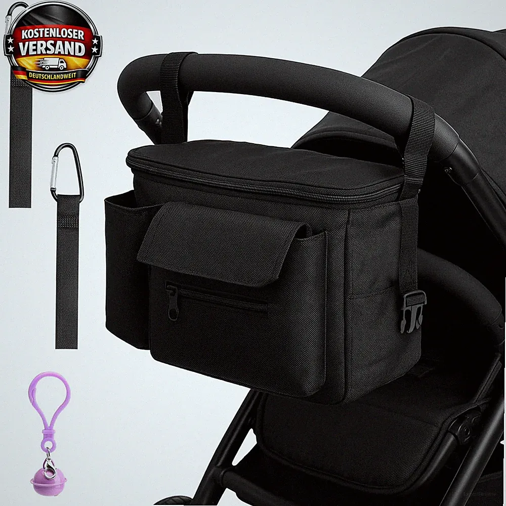 Kinderwagen Organizer Tasche wasserdicht, verstellbar, mit Flaschen- und Handyta