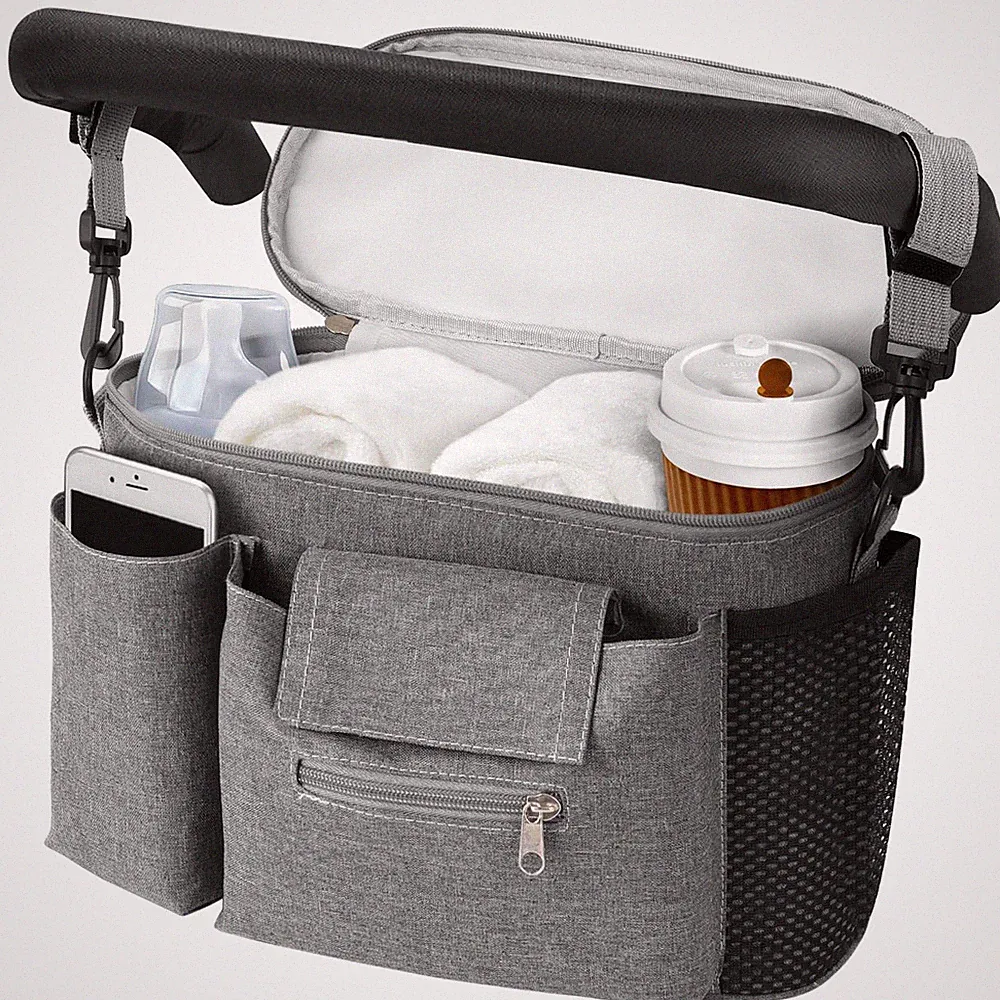 Kinderwagen Organizer, Universal Kinderwagentasche Mit Isolierte Getränkehalter