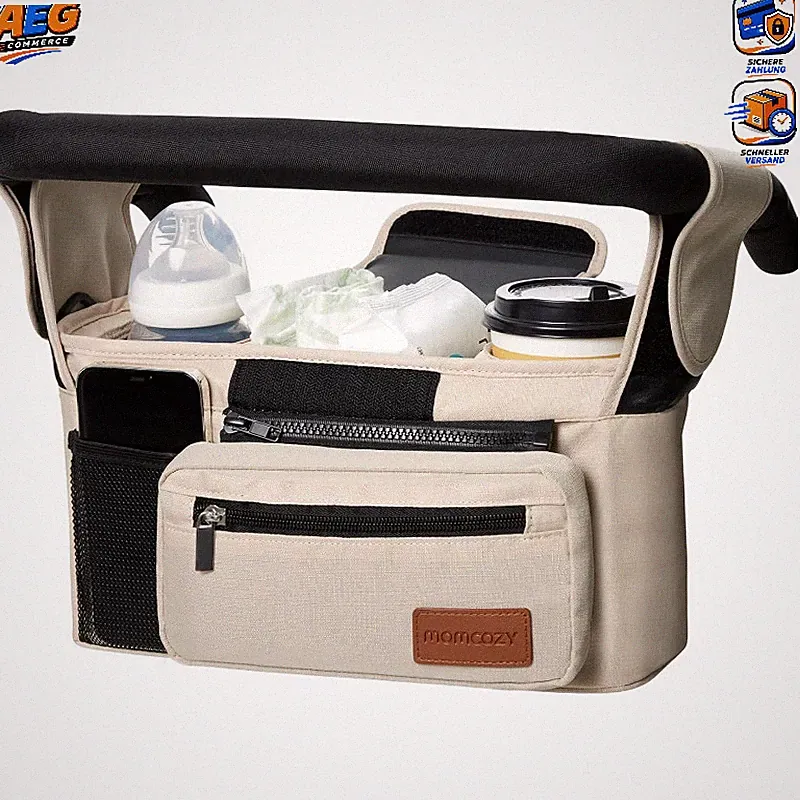 Kinderwagen Organizer Universal mit Getränkehalter Reißverschluss für Baby
