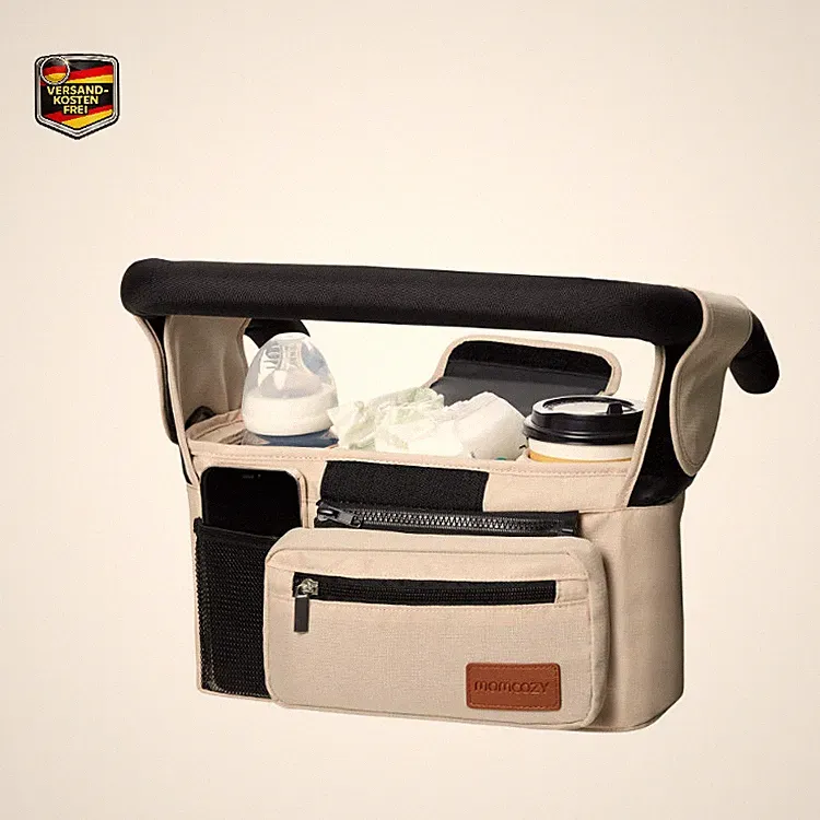 Kinderwagen Organizer Universal mit Isolierter Getränkehalter, Buggy Tasche
