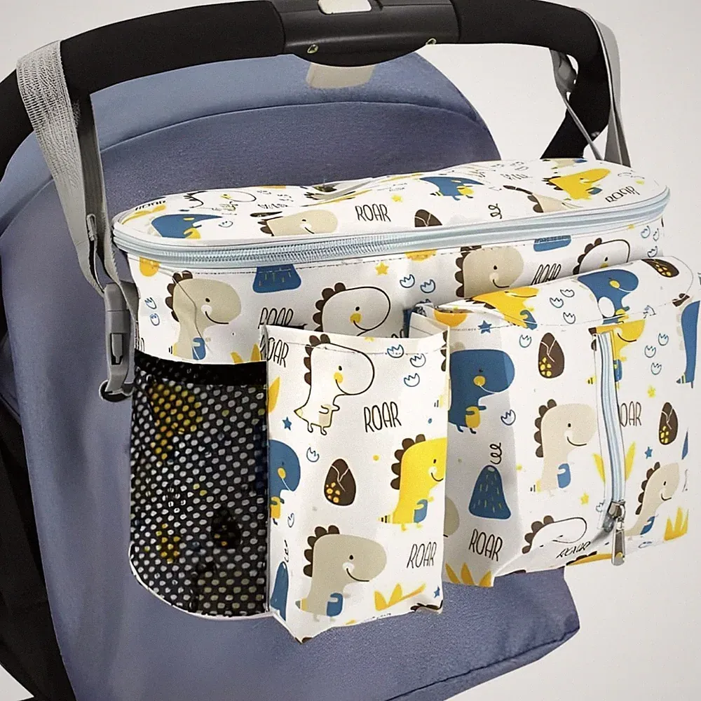 Kinderwagen Organizer Universal Tasche mit Getränkehaltern und Reißverschluss