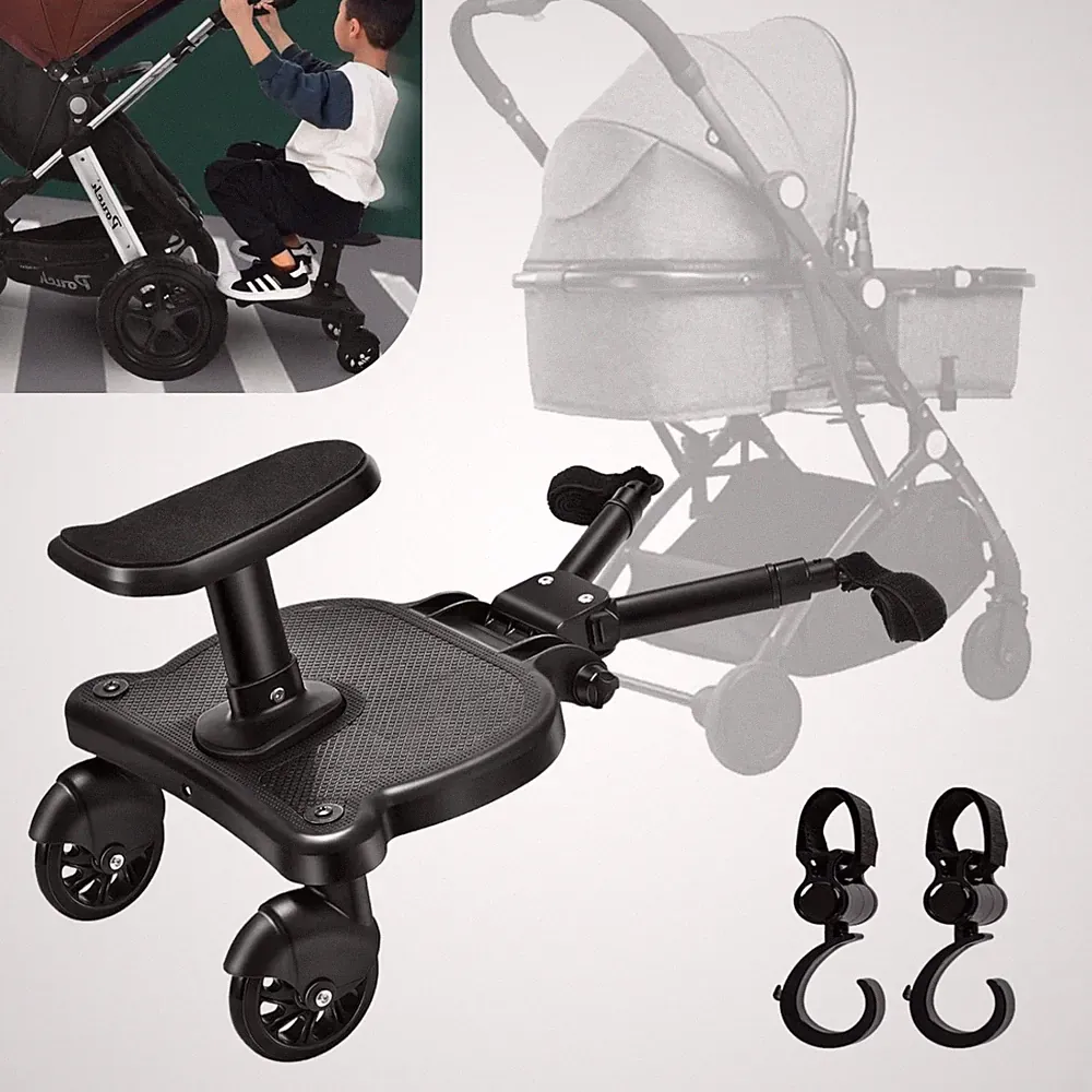 Kinderwagen Trittbrett für 2-6 Jahre Kinder, 25 kg Maximalgewicht, Schwarz