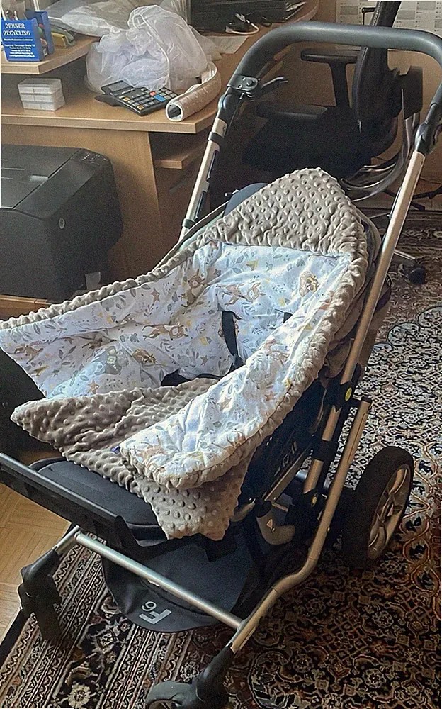 Kinderwagen und Tragetasche