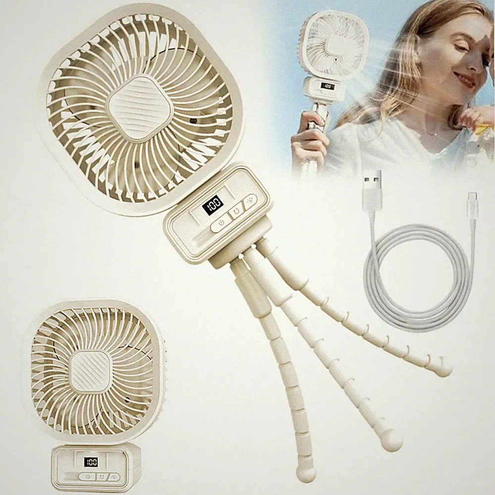 Kinderwagen Ventilator 5000mAh USB Akku Oszillierend Leise Mini Fan Stativ DHL