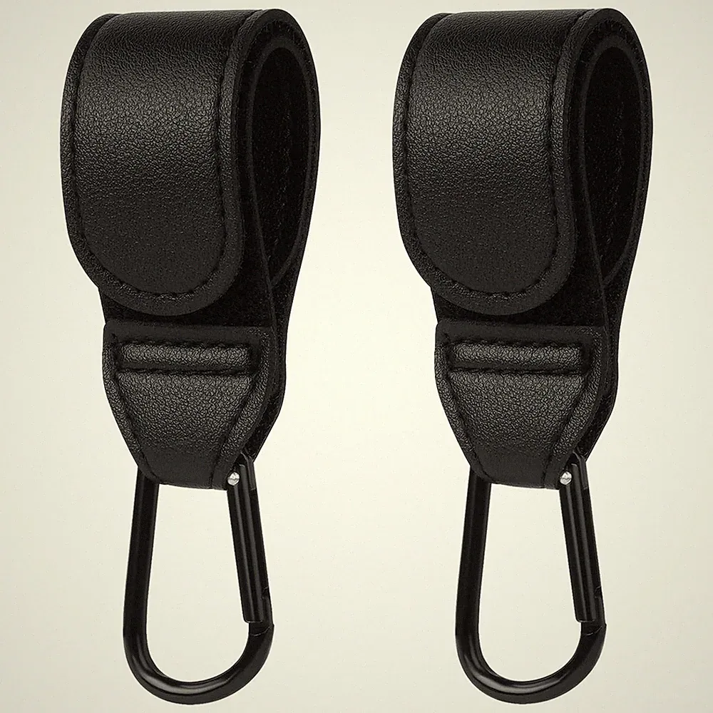 Kinderwagenhaken 2 Stück Lederoptik Taschenhalter Buggy Clips universal