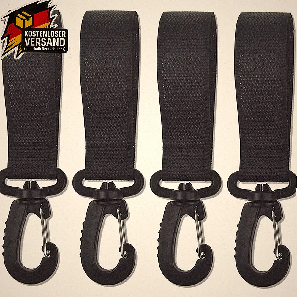 Kinderwagenhaken Set 4 Stück, robuste Clips für Taschen & Rucksack, universal