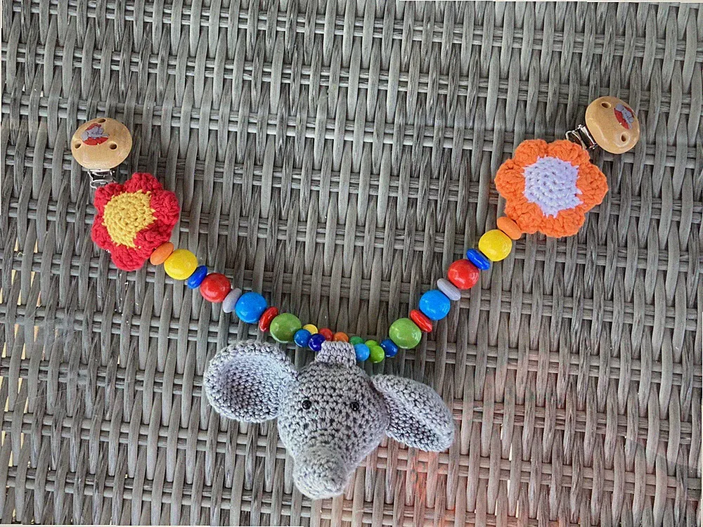 Kinderwagenkette Elefant Handarbeit Baby Kinderwagen Maxi Cosi