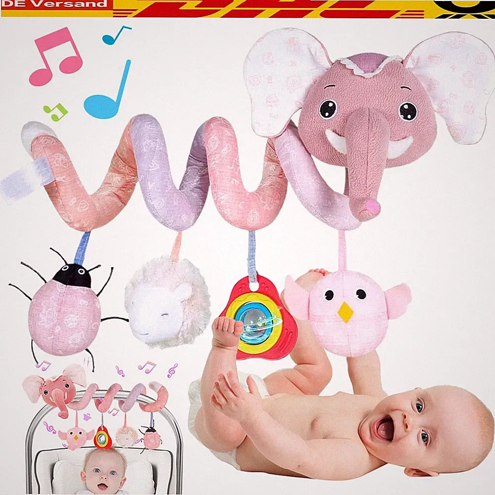 Kinderwagenkette Rassel Baby Spielzeug Babybett Krippe Spirale Greiflinge Mobil