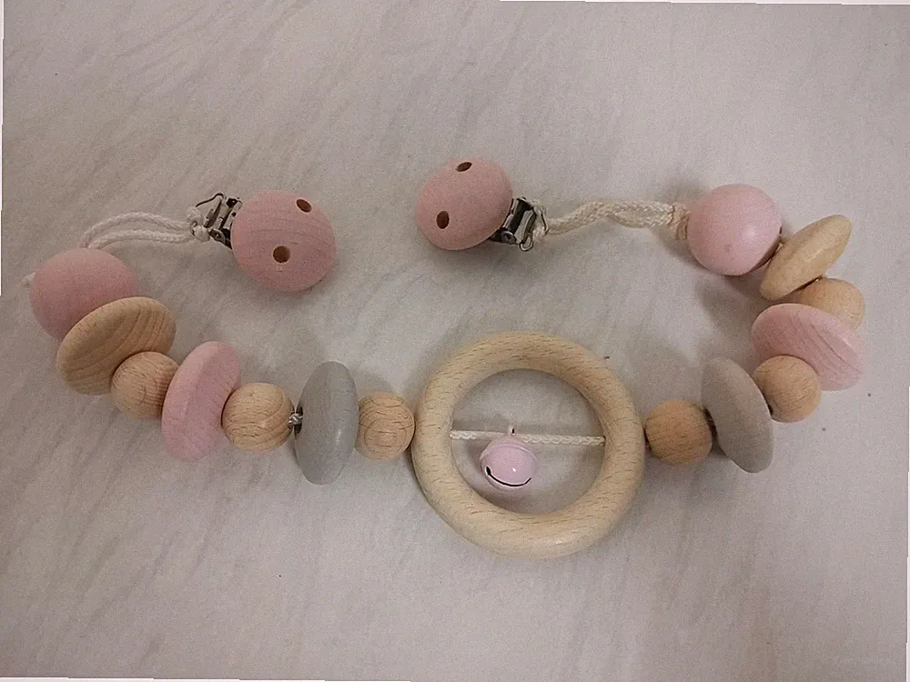 Kinderwagenkette - Rosa - Holz -- 2875/902