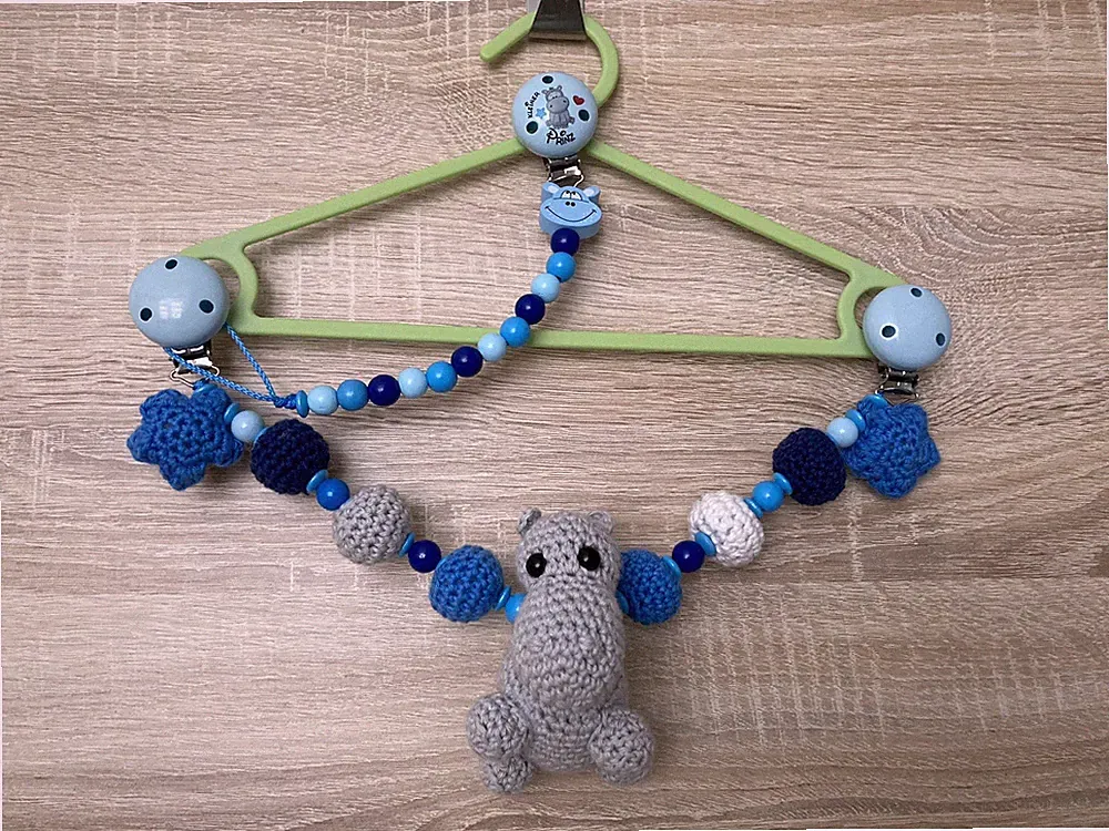 Kinderwagenkette Schnullerkette Nilpferd 🦛