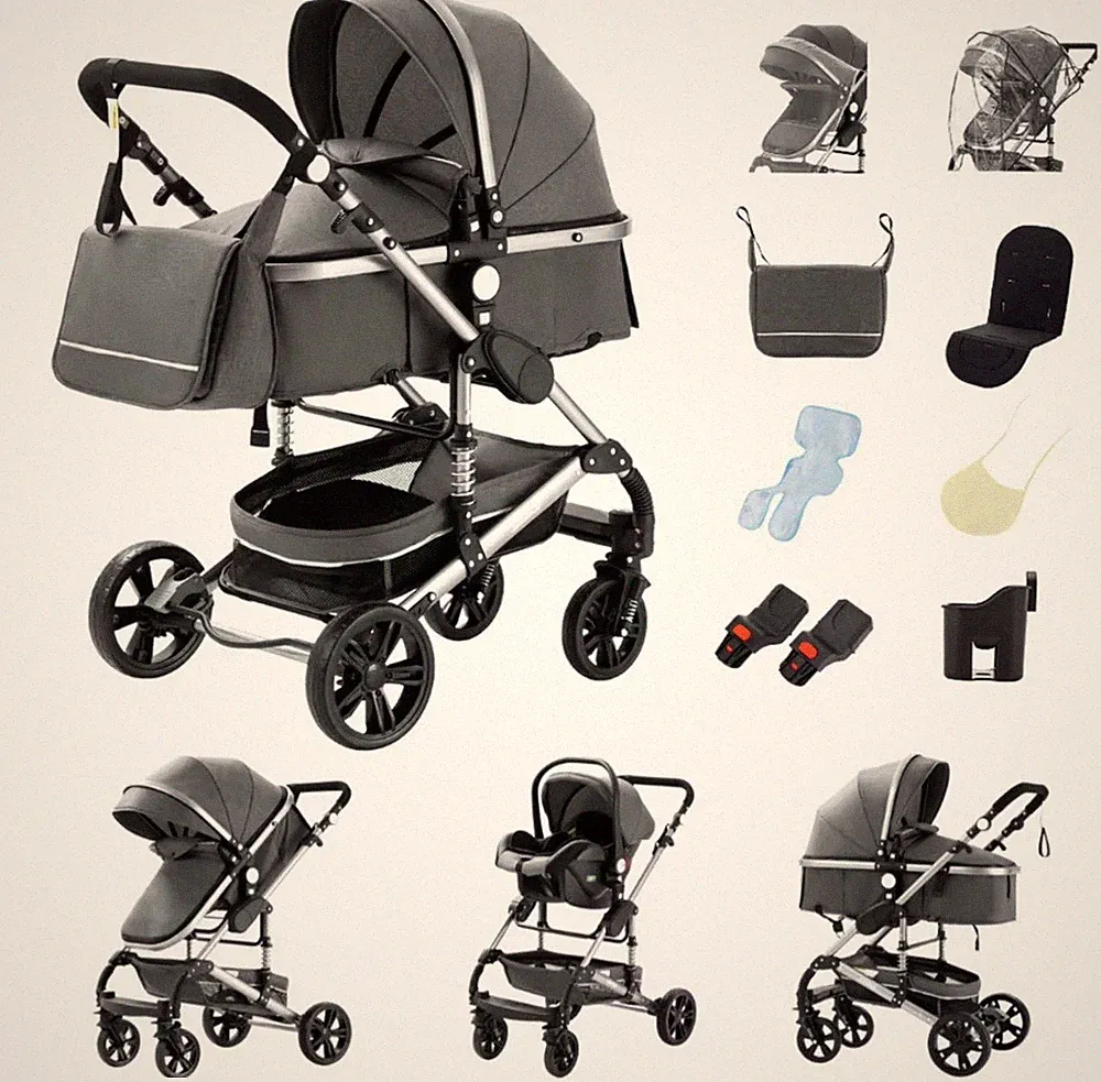 Kombi-Kinderwagen 3in1 Buggy Reisebuggy inkl. Auto - Babyschale DE