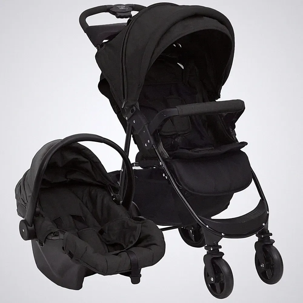 Kombi-Kinderwagen Kinderkarre 3-in-1 Kinderwagen Auto-Kindersitz Anthrazit Stahl
