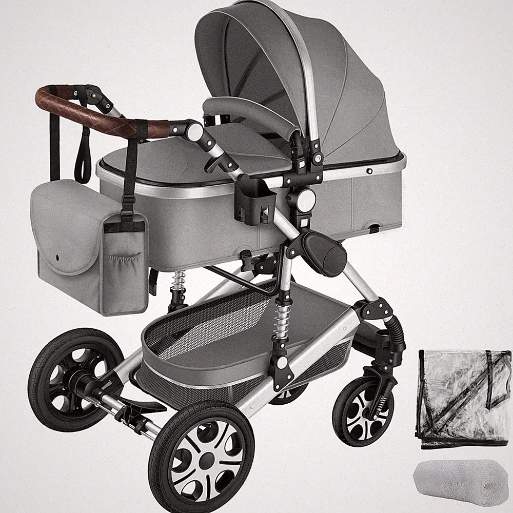 Kombi-Kinderwagen Mats, klappbar, 5-Punkt-Gurt Buggy Babywagen grau B-Ware