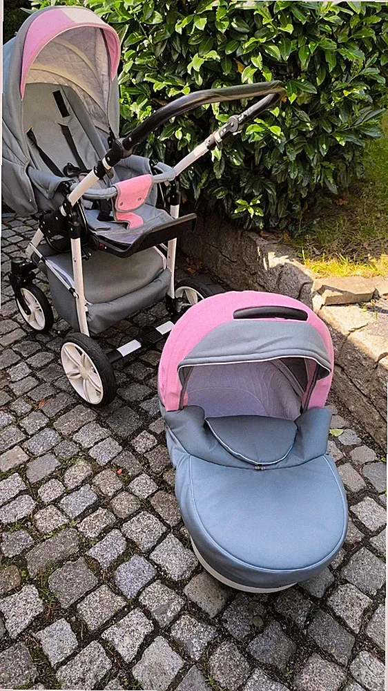 Kombikinderwagen Craft Eco Kunstleder Sehr guter Zustand grau-rosa