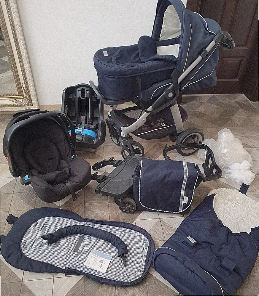 Kombikinderwagen, Dunkelblau/ Marine, Babyautoschale XXL Zubehör Teutonia Cosmo