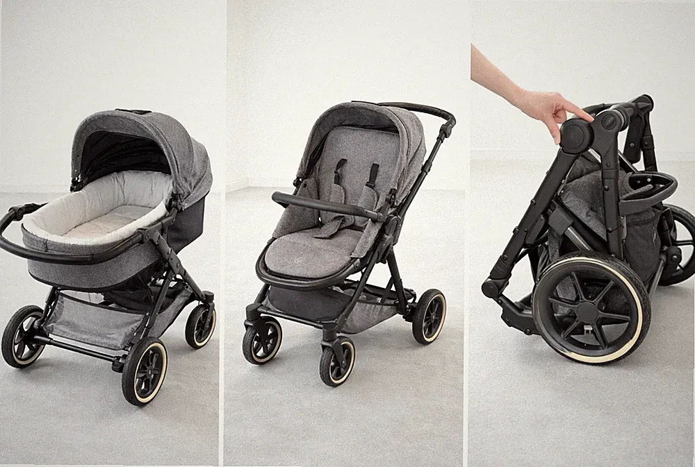 Kombikinderwagen & Sportwagen 2-in-1 Babywanne/Sportsitz grau/schwarz
