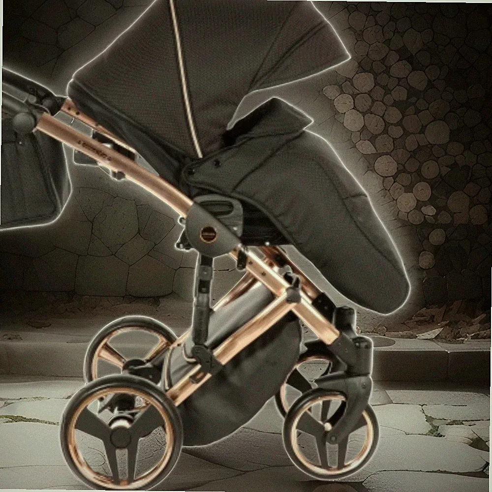 Kombikinderwagen & Sportwagen Einsitzer schwarz/roségold, Rückenlehne verst.