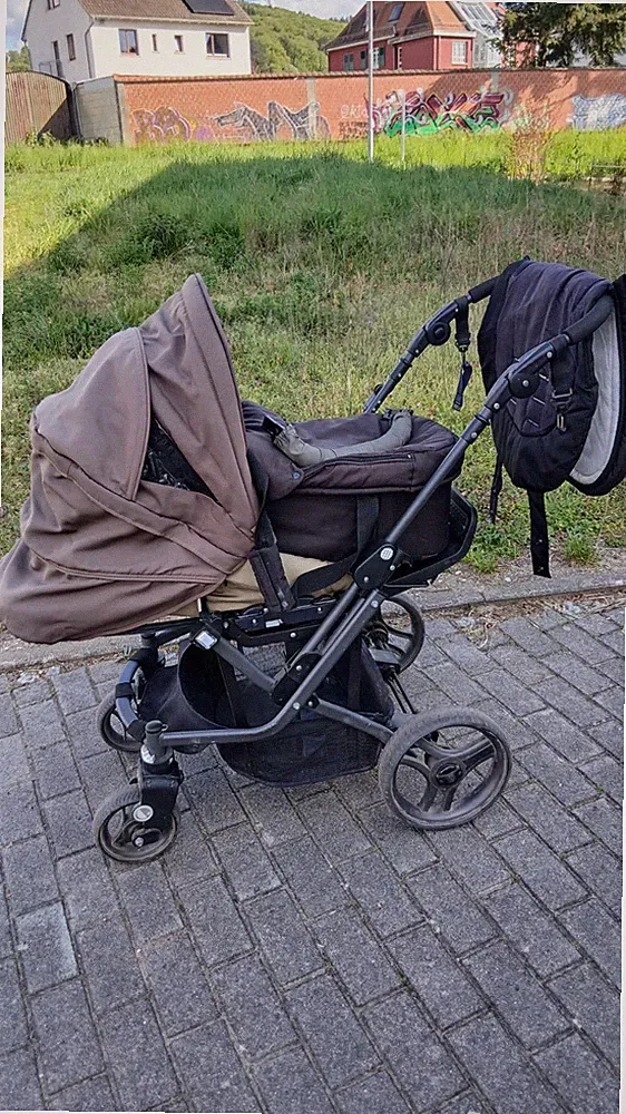 Kombikinderwagen , Teutonia quadro in Grün schwarz und Braun