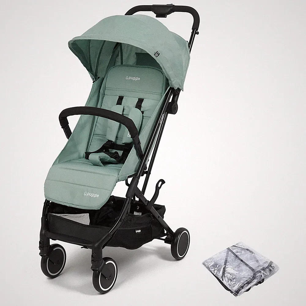 Kompakt Kinderwagen Puggle City Reise Regenschutz Farngrün