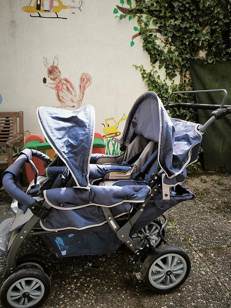 Krippenwagen Rabo 4-Sitzer Sportwagen mit Gurten, Hand- und Fuß-Bremse