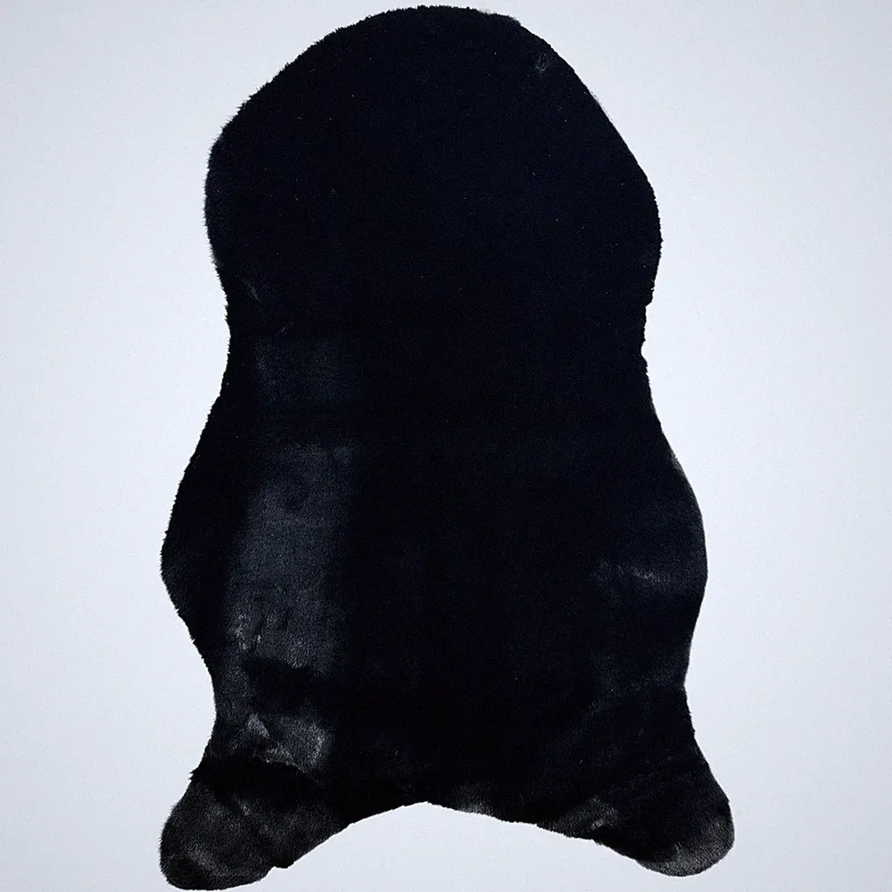Kunstfell-Teppich Schwarz ca. 80 cm Wohnzimmer Schlafzimmer Kinderzimmer Flur