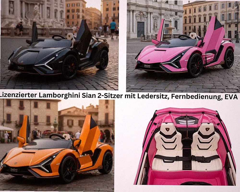 Lamborghini Sian 2-Sitzer Kinder Elektroauto – 24V, Fernbedienung, EVA, Leder