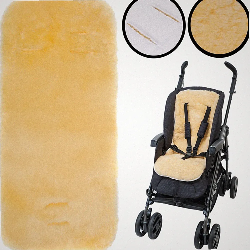 LAMMFELL Buggy Auflage Kinderwagen Autositz Einlage Kinder Natur Schaf Fell Baby