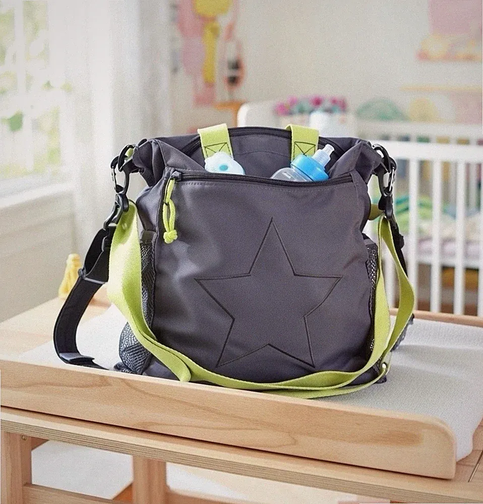 Lassig Wickeltasche Kinderwagentasche Buggytasche Tasche - Grau / Grün