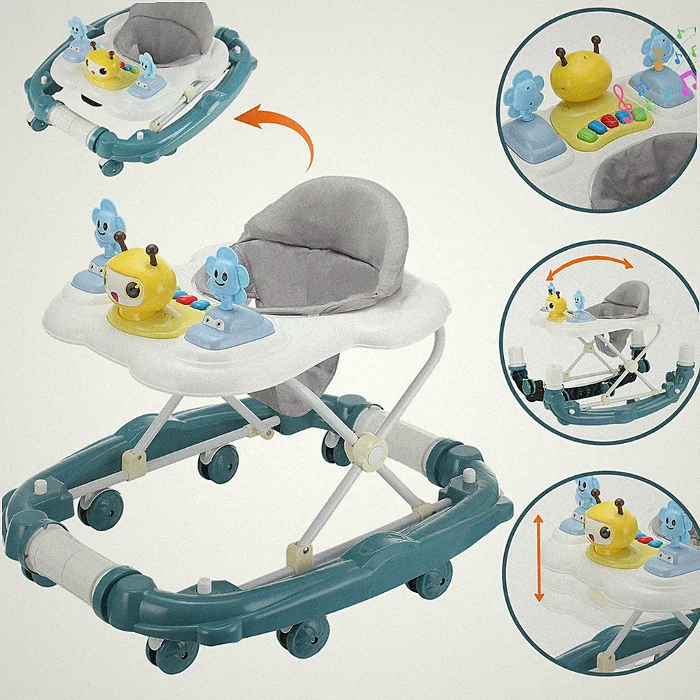 Lauflernwagen Babywippe Push Along Lauflernhilfe Musik Fahrt auf Auto Musikstuhl