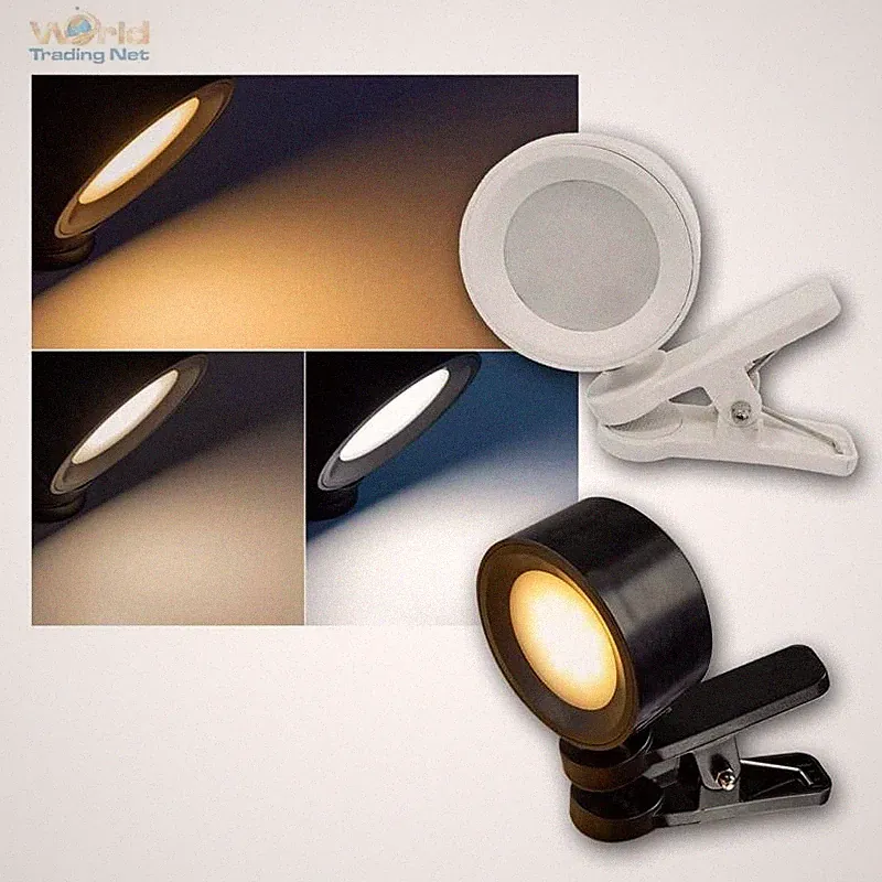 LED Akku Clip-Leuchte dimmbar & 3 Lichtfarben CCT, mit Klemmhalterung