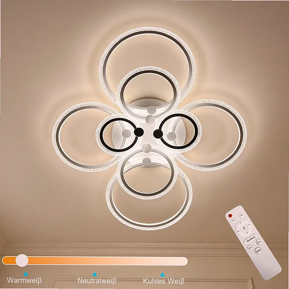 LED Deckenleuchte Dimmbar Deckenventilator Schlafzimmer RGB Lampe Fernbedienung
