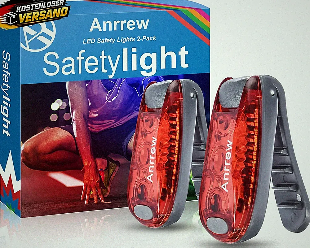 LED Sicherheitslicht Set für Kinderwagen Rucksack Lauflicht Reflektor