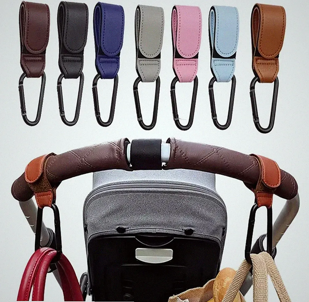 Lederhaken für Kinderwagen verstellbar Kinderwagenhaken Organizer Wickeltasche Aufhänger