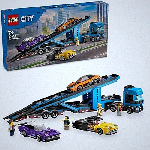 LEGO City Sportwagen Transporter 60408 Fahrzeug Gebäude Spielzeug Set für Kinder