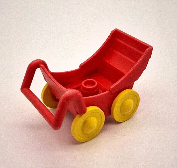 LEGO® Duplo Kinderwagen 2147c01 Puppenwagen Baby Buggy rot mit gelben Rädern
