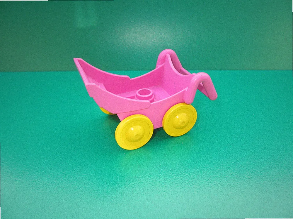 Lego Duplo Ville Kinderwagen Puppenwagen pink gelbe Räder Baby Buggy (110423B)