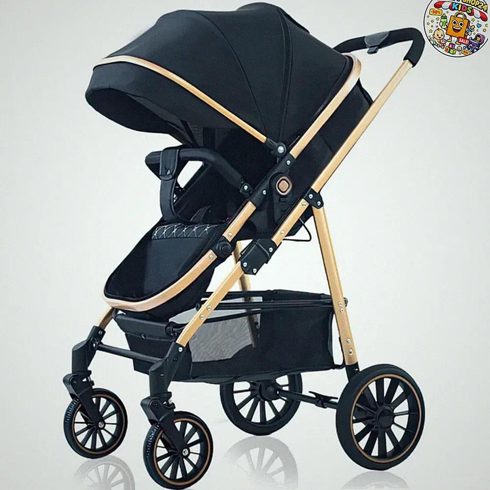 Leichter Kinderwagen für Babys,Kinderwagen,Reise-Kinderwagen, Buggy,schwarz/gold