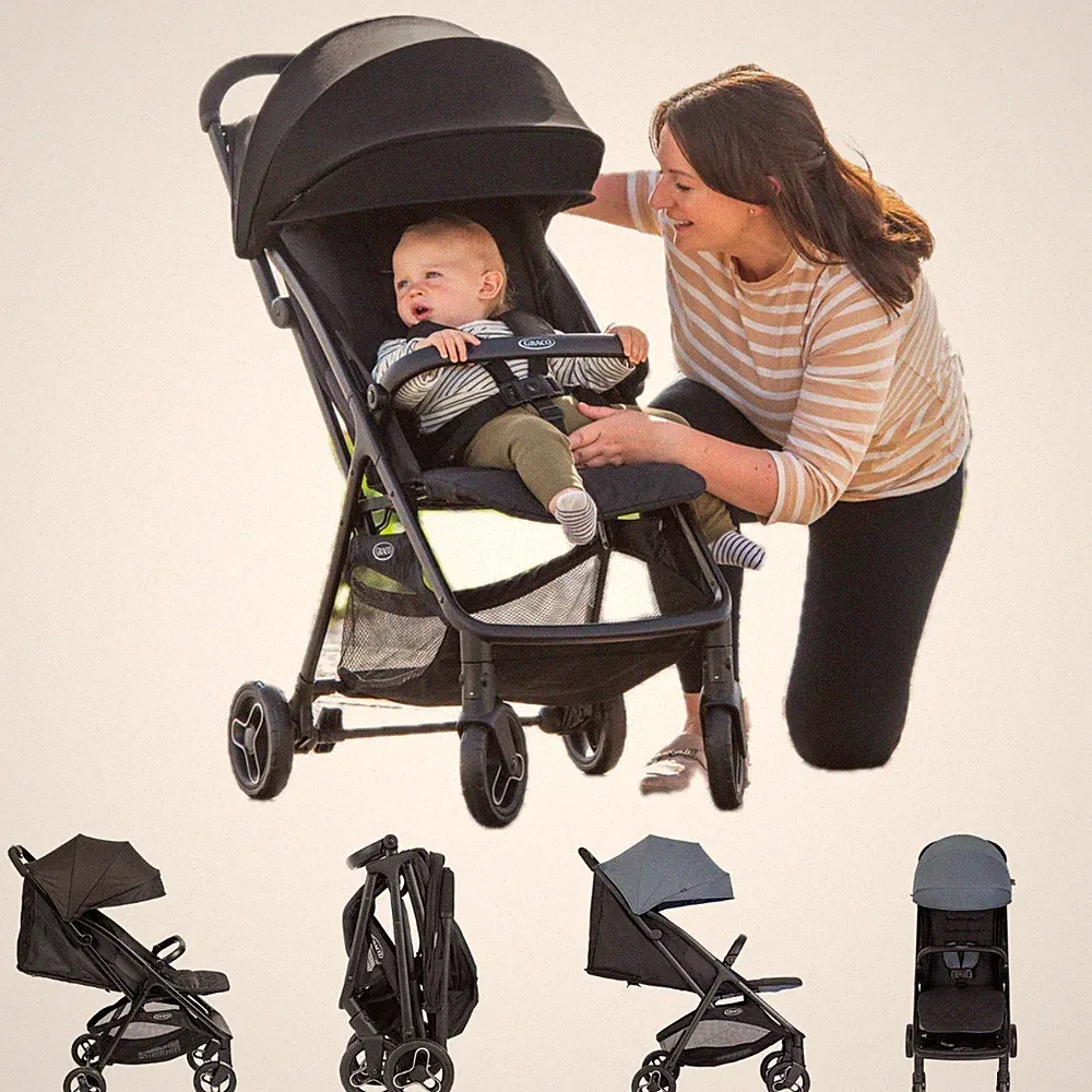 Leichter Kinderwagen Graco Myavo Faltbuggy BLAU/SCHWARZ Reise Baby Buggy