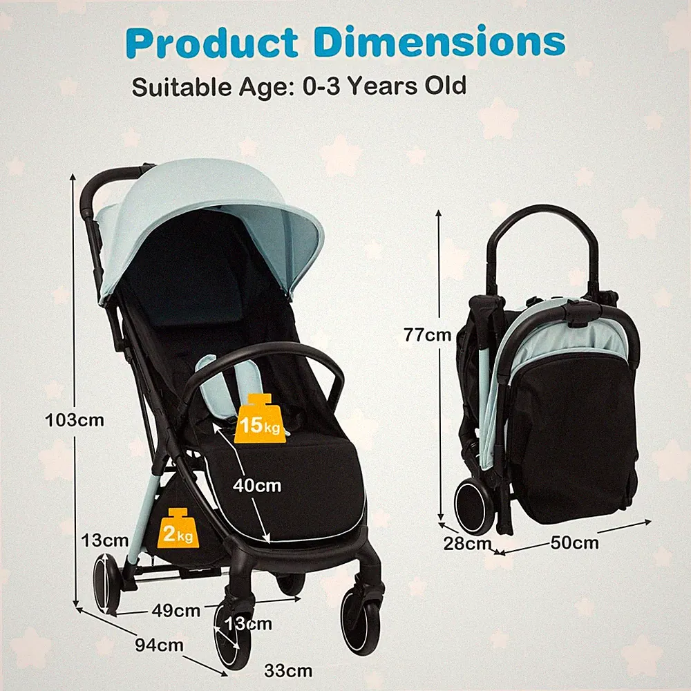 Leichter Kinderwagen mit Aluminiumgestell und abnehmbarem Sitzbezug